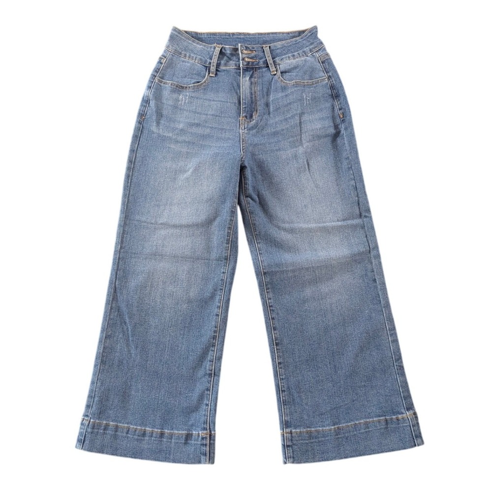 Dokotoo High Waisted Wide Leg Crop Jeans Blue Medium Wash Denim Size 8 NEW - Picture 1 of 8